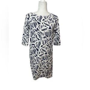 Lilly Pulitzer Dress Womens Navy Blue White Tropical Boat Neck Shift XS Beach